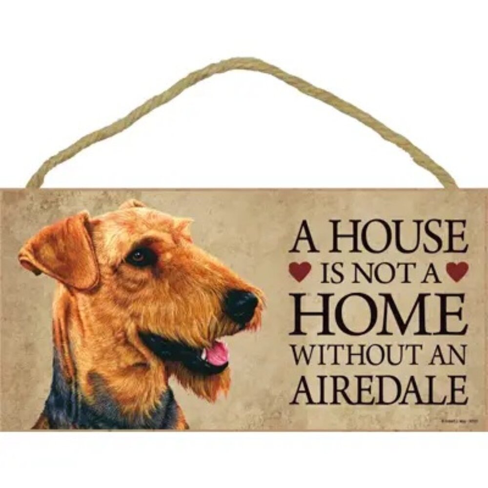 Airedale Dog Breed Wood Plaque Sign 8 5" x 10"  Gift